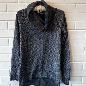 Athleta gray/white/black cowl-neck space-dye long sweatshirt